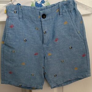 Janie and Jack Light Blue Embroidered Sea Life Shorts